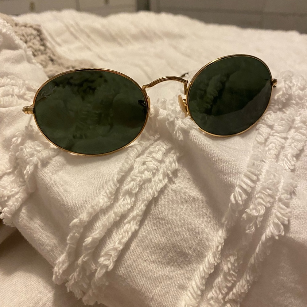 Ray ban oval flat gold with green lenses